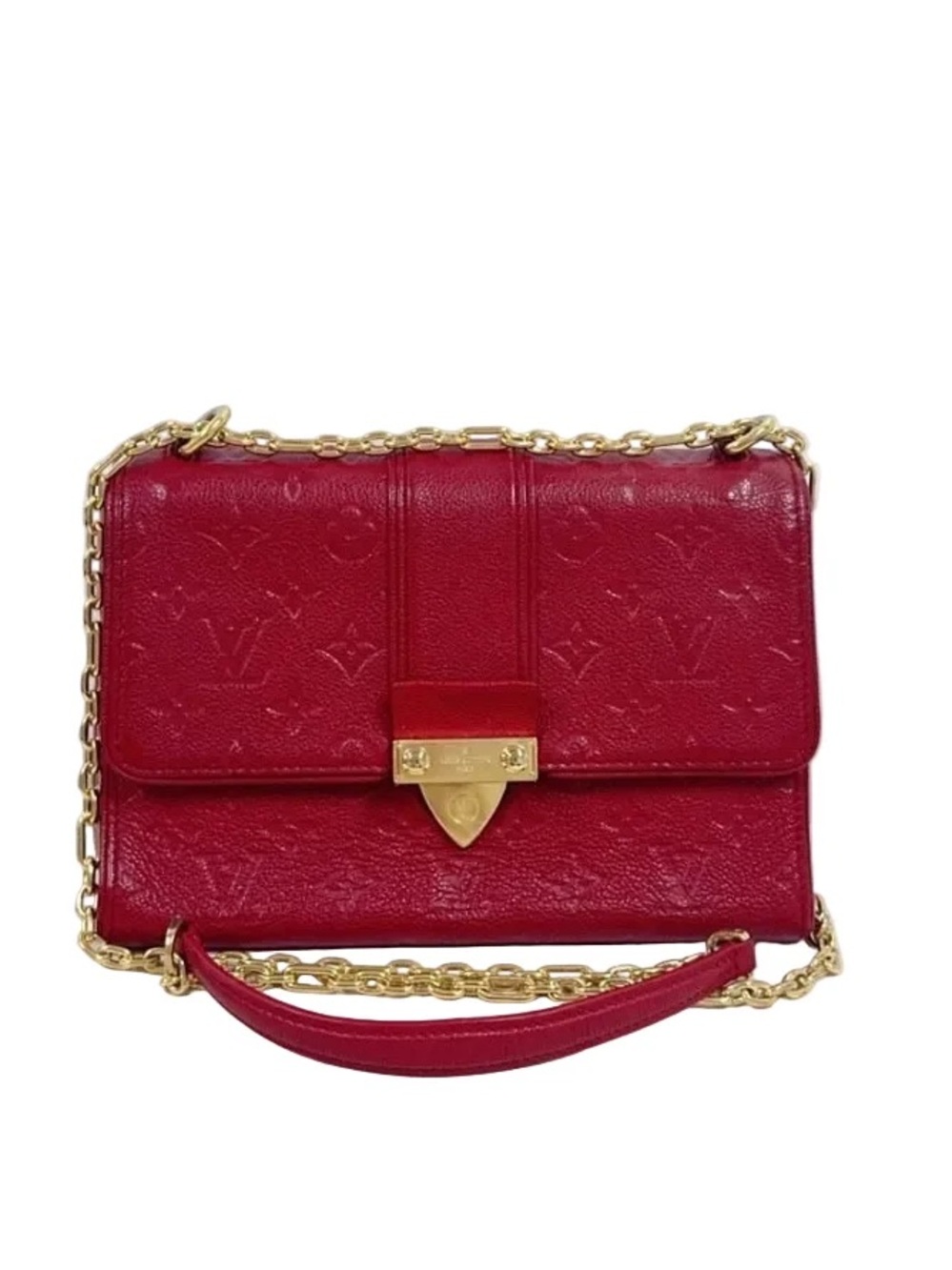 Louis Vuitton Red Monogram Empreinte Chain Crossbody Bag with Gold Hardware